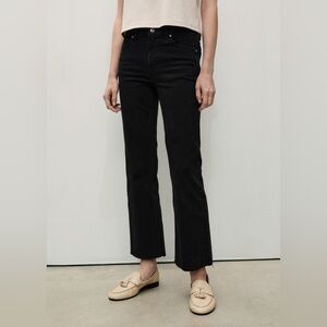 Mango Sienna Flared Crop Jeans In Black Women's Size 8 Raw Hem